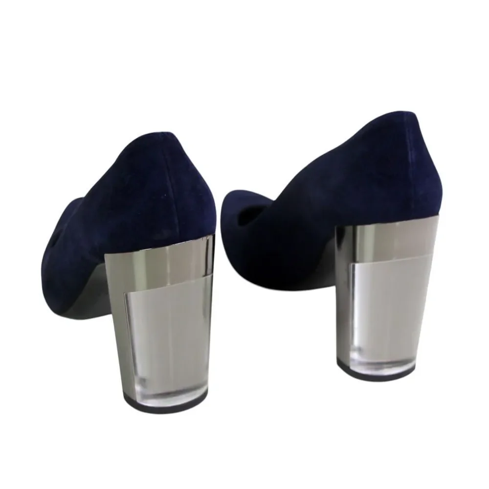 Stuart Weitzman BLUE REAL LEATHER SUEDE POINTED HIGH HEEL CLASSIC PUMP SHOES 8.5